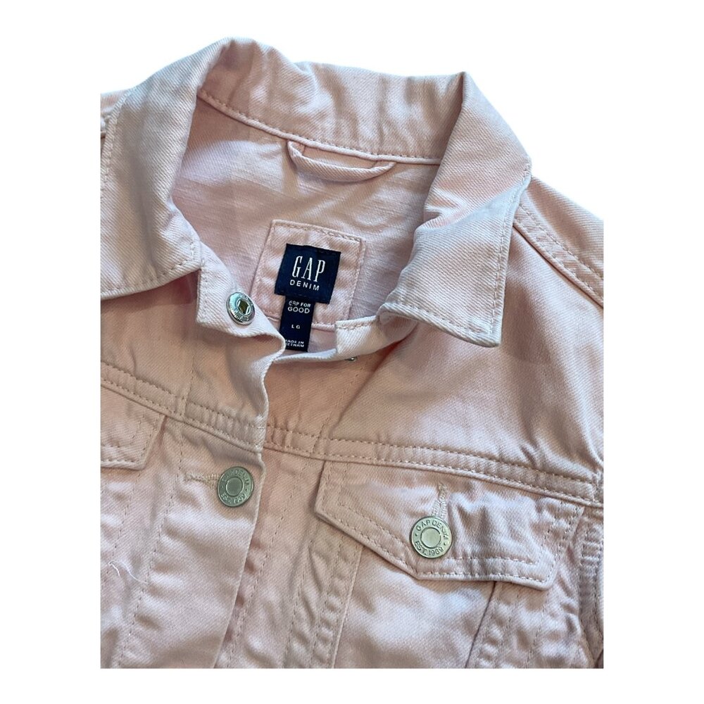 GAP Girl's Denim Light Pink Jean Jacket Size Large No Stretch 10-12 Years Old
